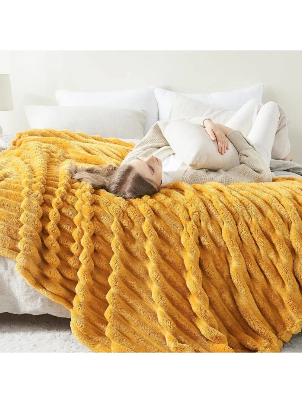 Cozy Mustard Yellow Soft Throw Blanket | Premium Silky Flannel Fleece